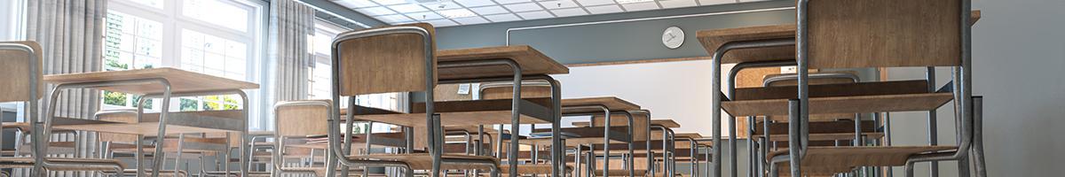 Empty desks in classroom