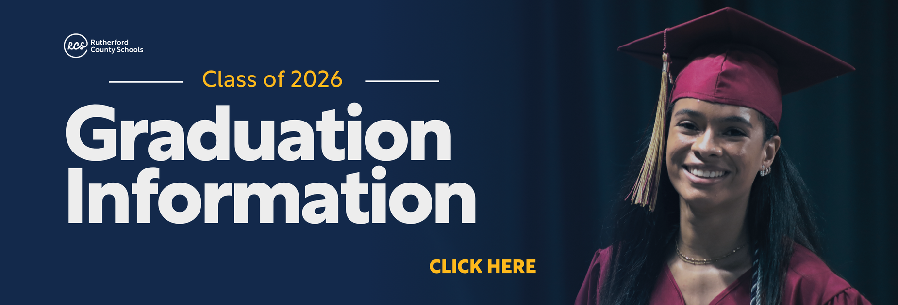 banner of smiling graduate in cap and gown