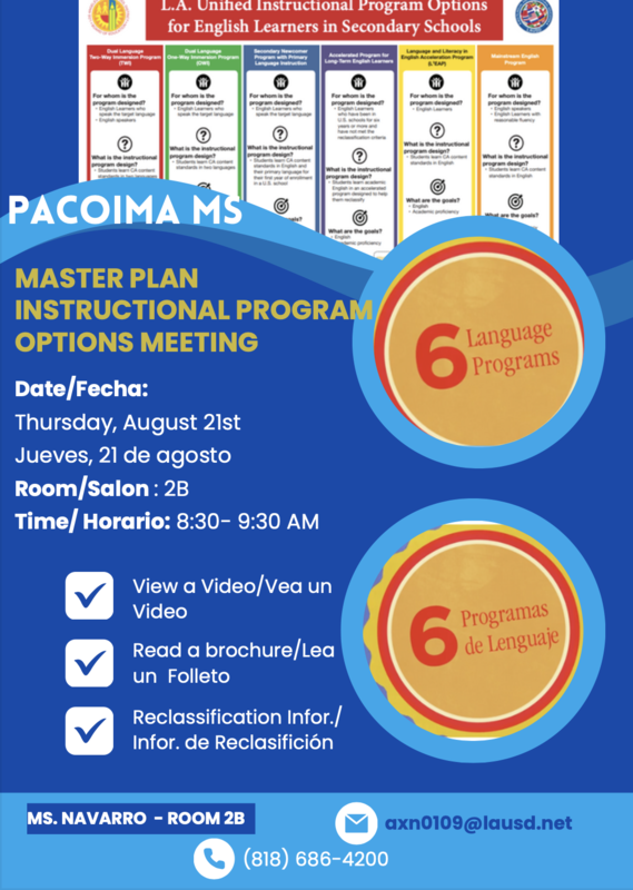 Master Plan Instructional Program Options Informational Meeting