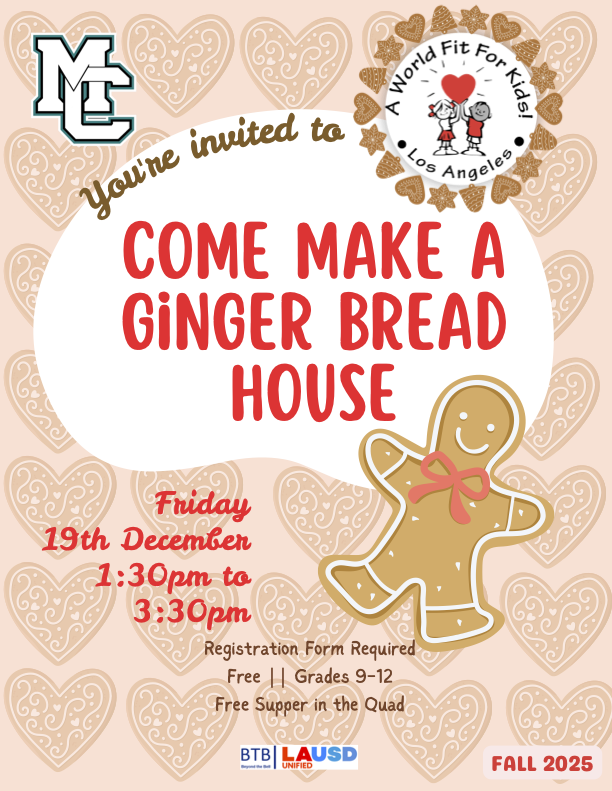 Flyer from WorldFit for Kids: Come make a Ginger Bread House