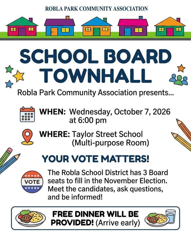 Robla School Board Candidates Townhall - Wednesday, October 7