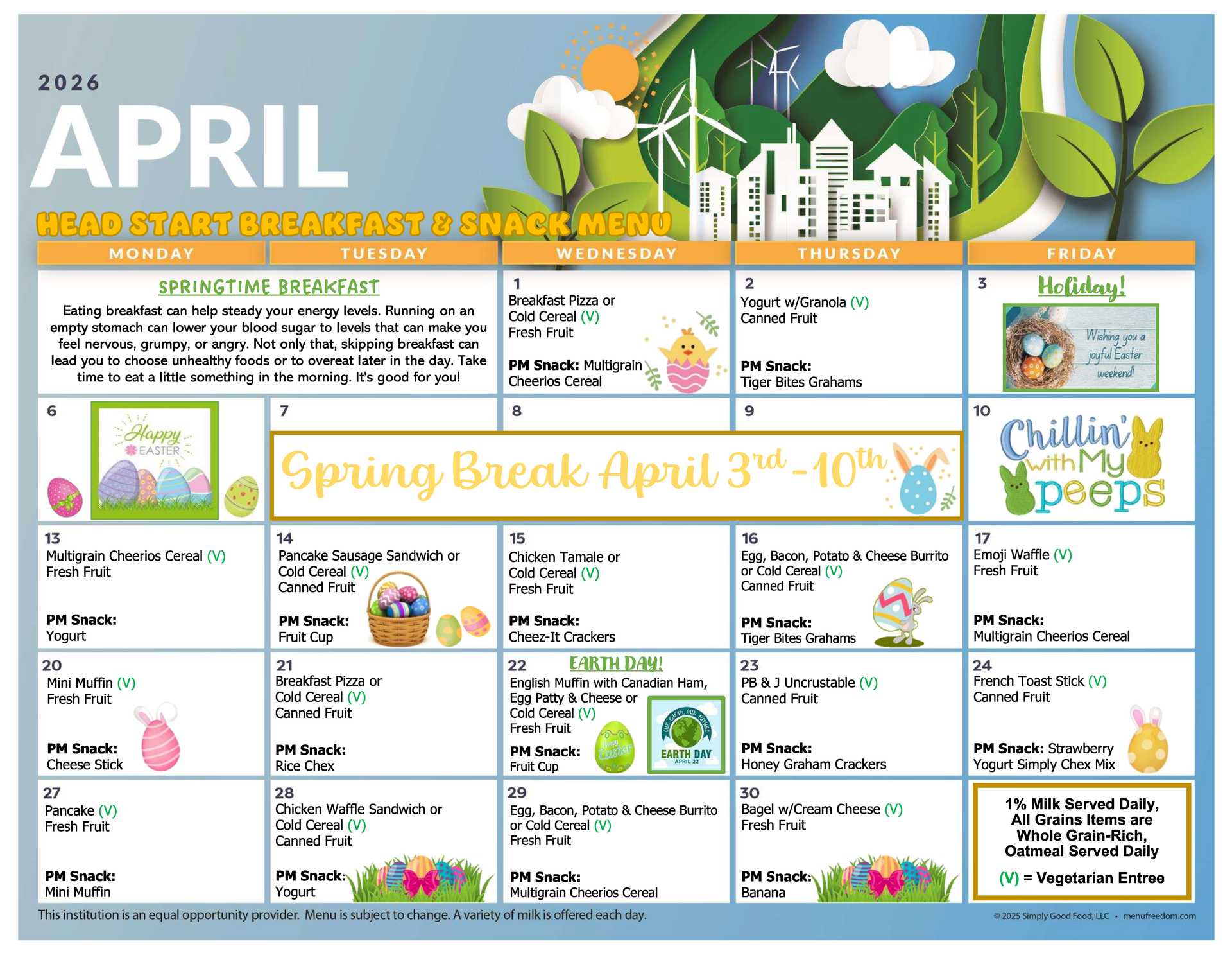 Head Start Breakfast & Snack Menu (click to view)