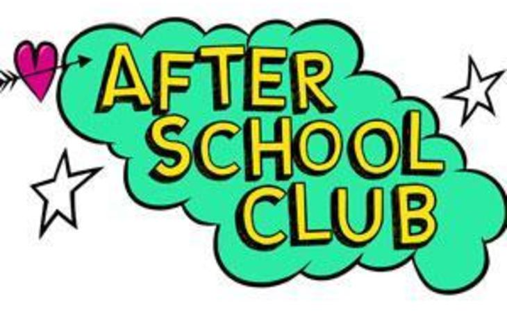 text box that says after school club with stars and a heart