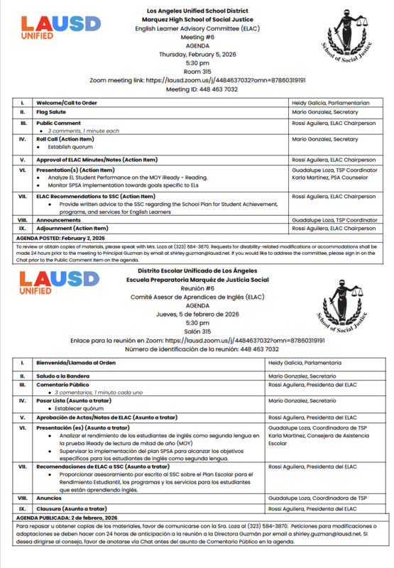 Join Us for Our ELAC Meeting!/¡Acompáñenos a nuestra junta de ELAC! Thumbnail Image