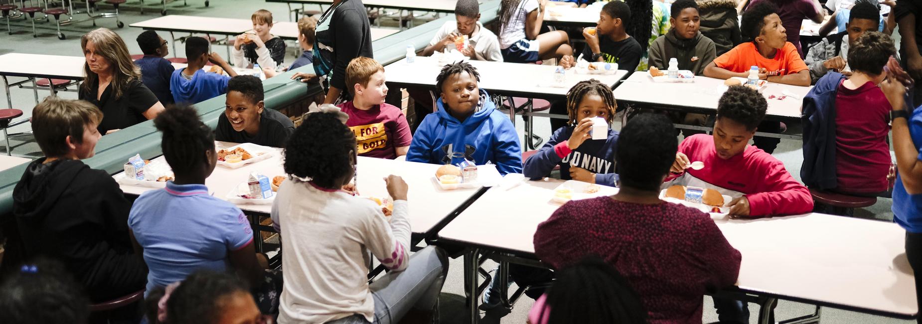 students in lunchroom