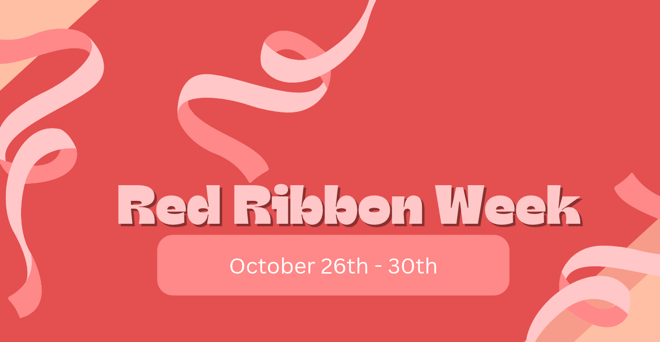 Colorful design for Red Ribbon Week with pink ribbons and dates October 26th - 30th.
