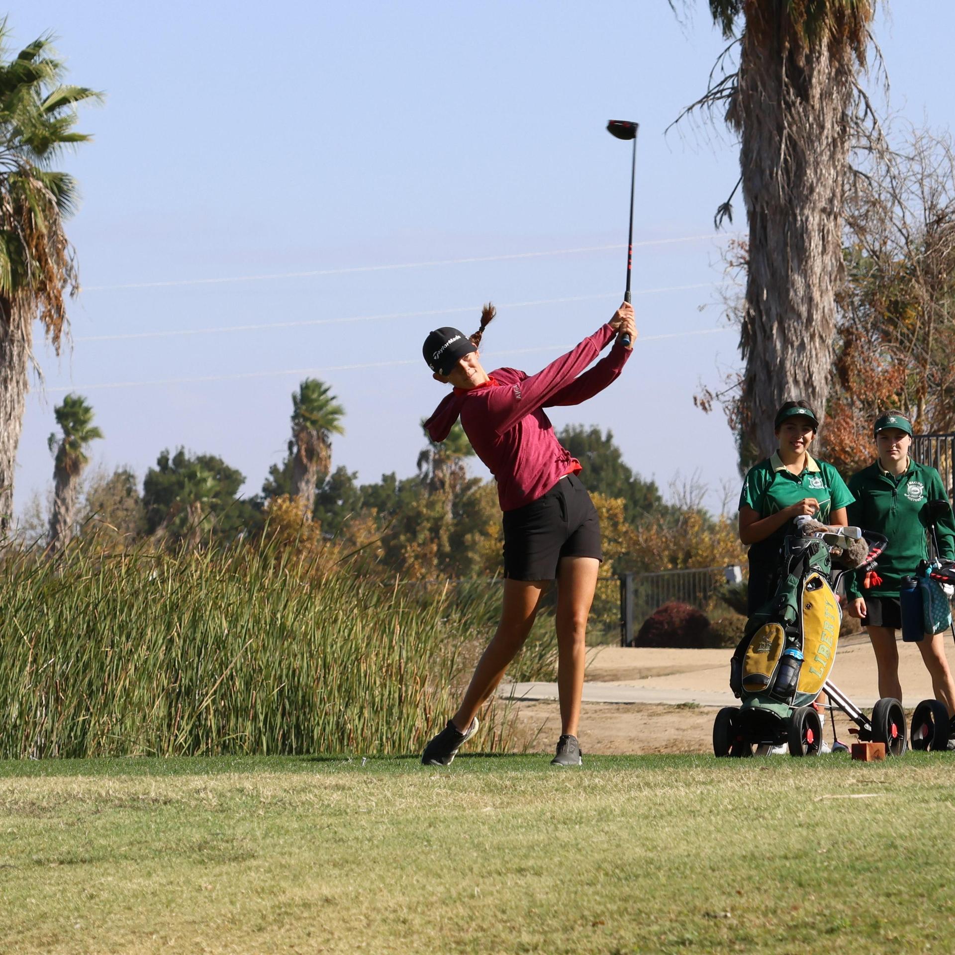Girls golfers in action at the championships