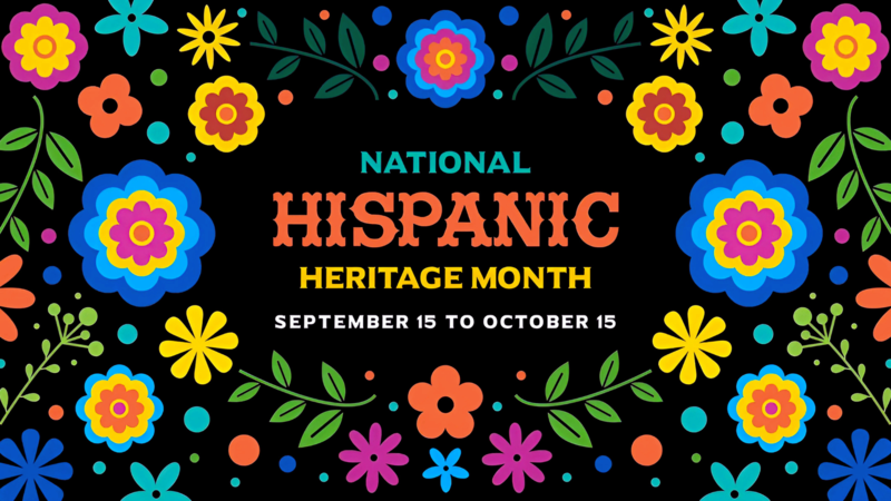 Hispanic Heritage Month Poster with flowers.