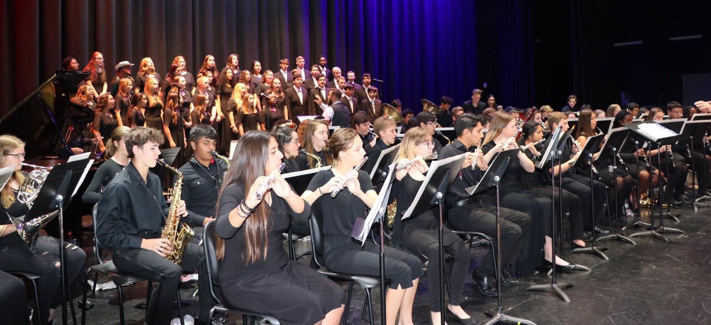 WHS band and choir performing