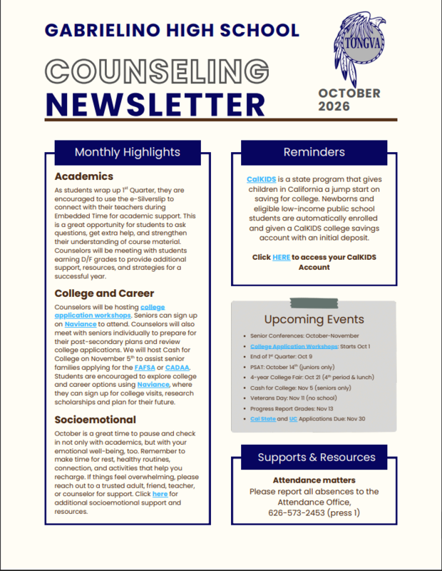 October Counselor Newsletter