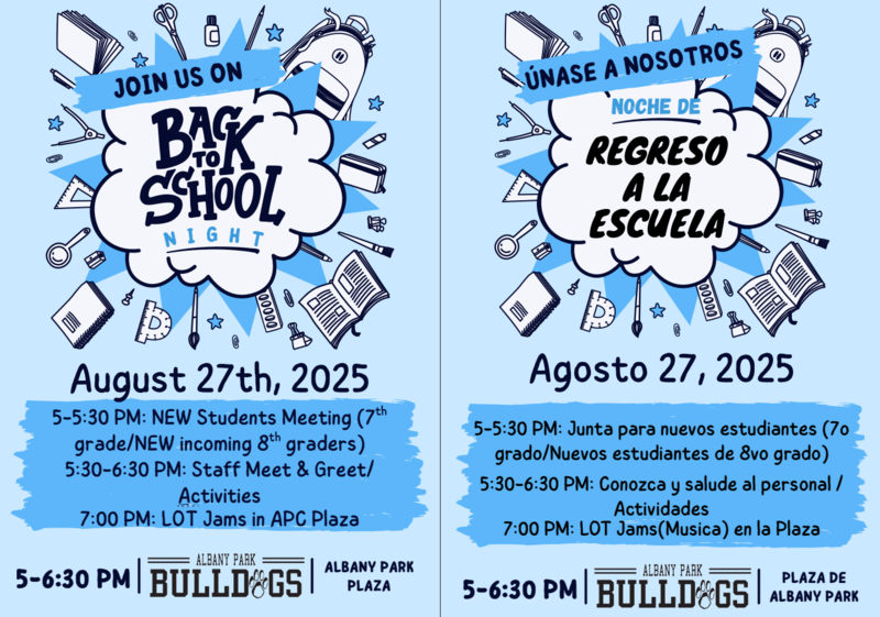 Back to School Night! Noche de Regreso a la Escuela