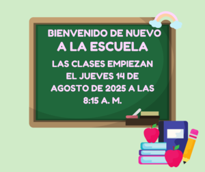 Opening of School-Starts on Thursday, August 14, 2025