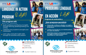 Language in Action Flyer in English and Spanish