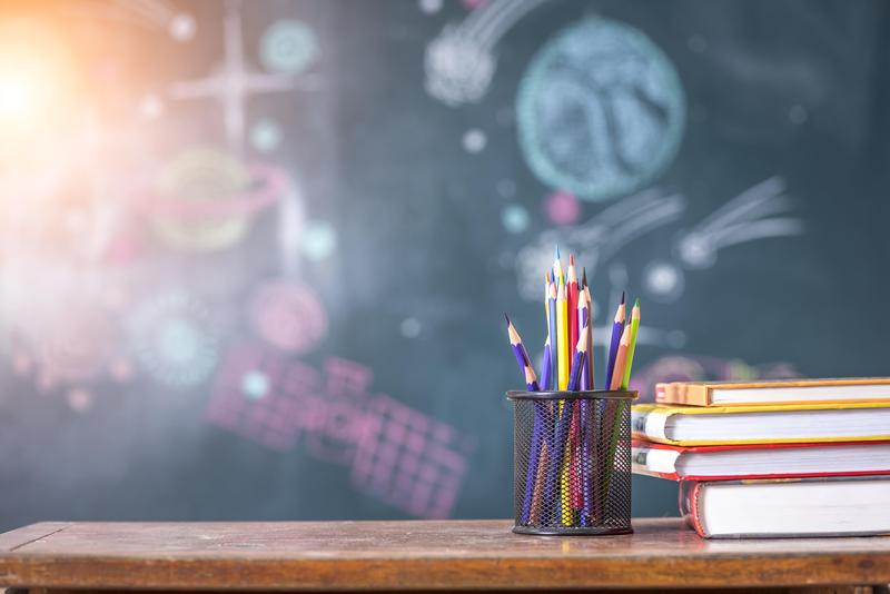 chalk board and pencils