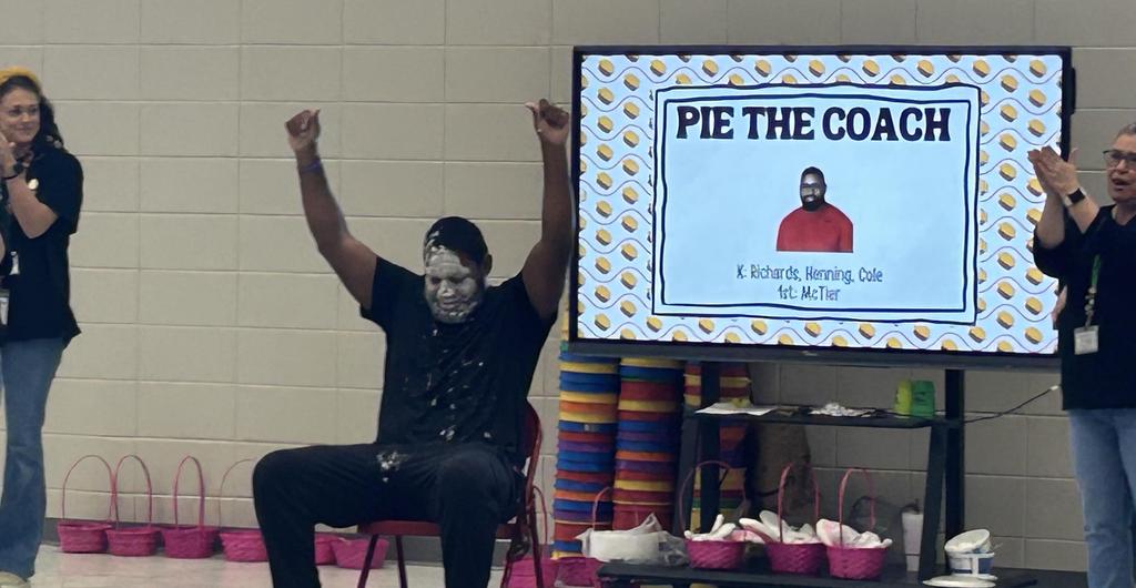 Coach pied in the face as a  part of behavior reward.