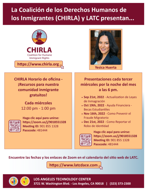 CHIRLA Office Hours and Presentation for our Students Featured Photo