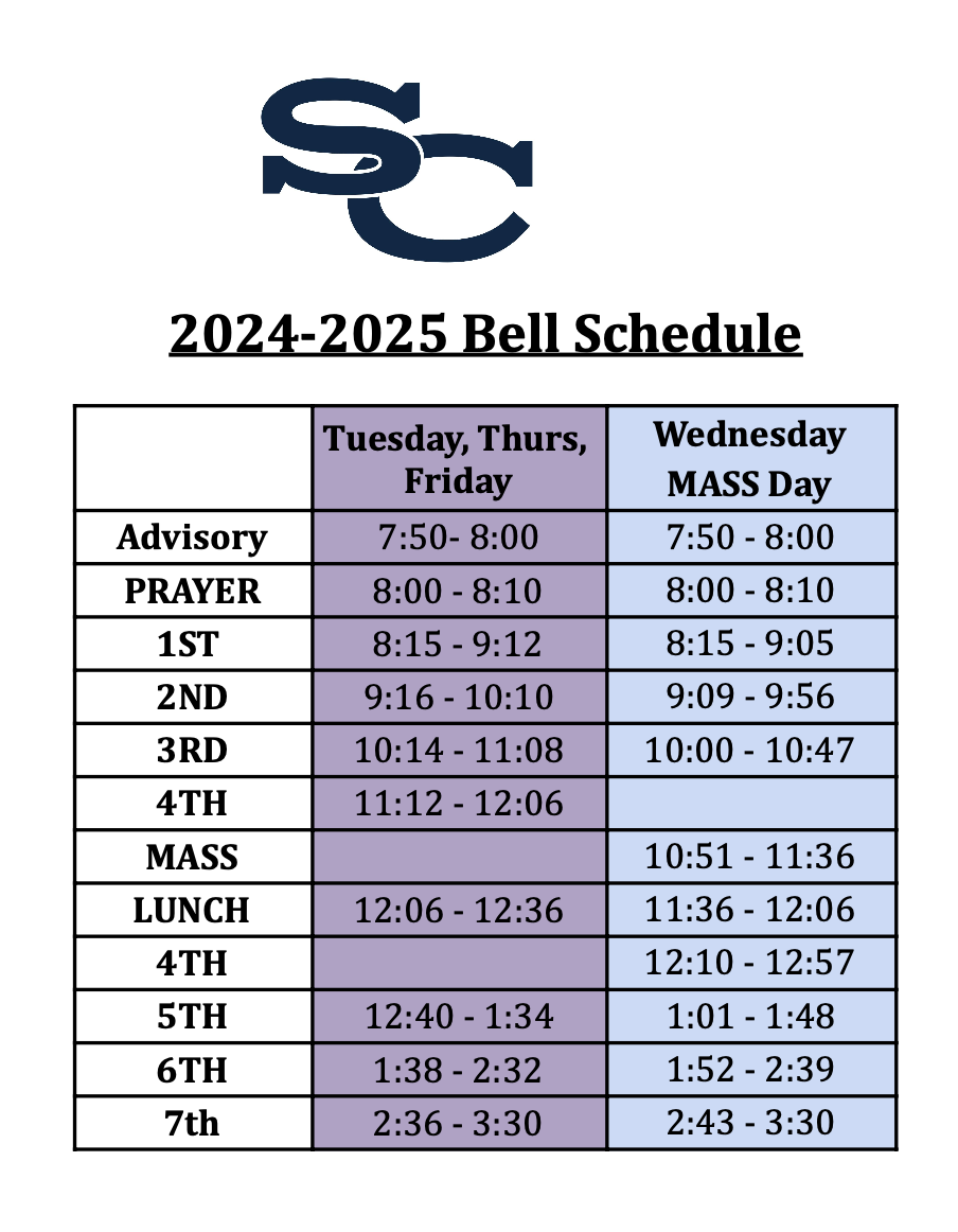 2024 2025 Academic Calendar Bell Schedule 4 Means More Seton