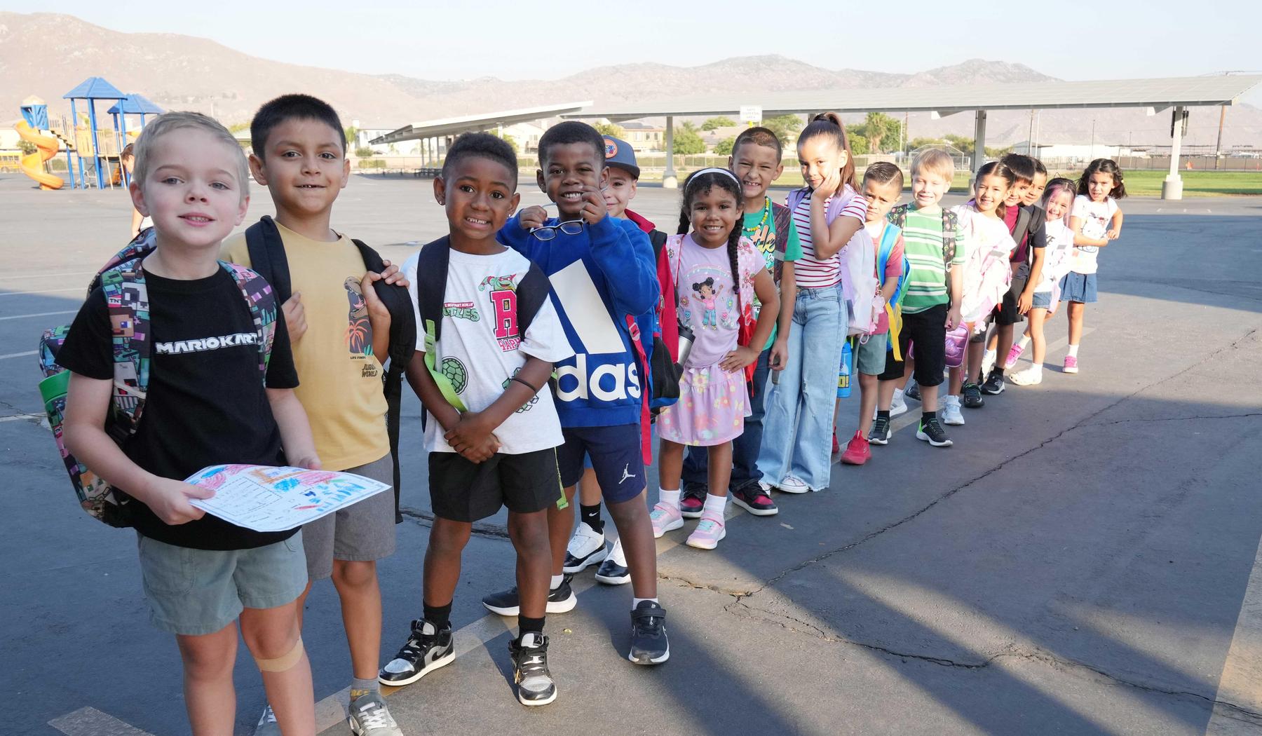 Line of students waiting to enter class