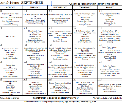 September Menu Featured Photo