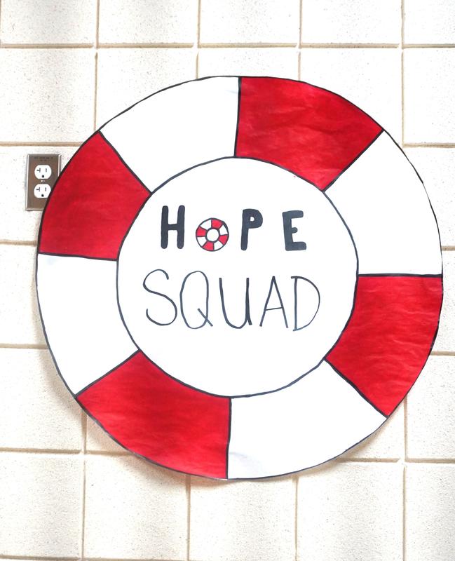 Hope Squad sign in the hallway.