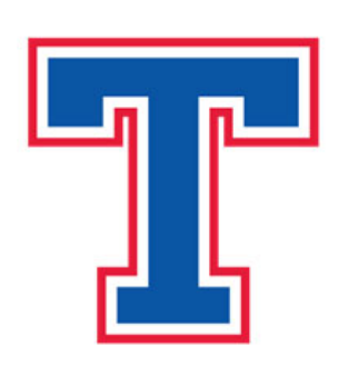 Temple T - blue with red outline