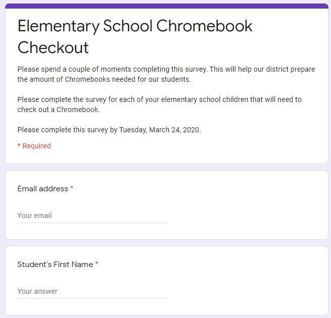 Screenshot of Chromebook survey