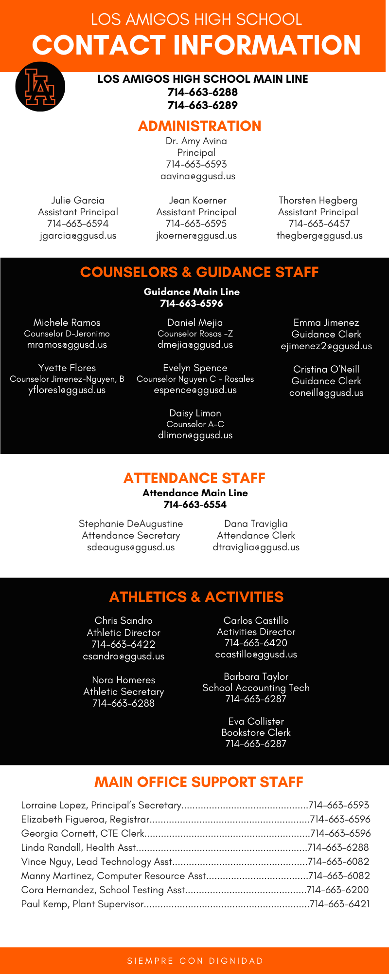 School Phone Numbers Main Office Contact Information Los Amigos