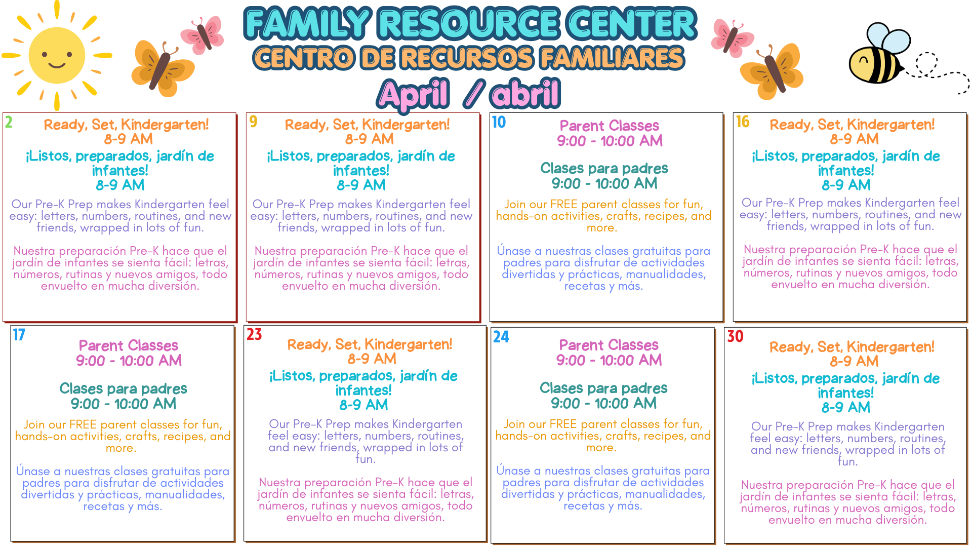 Family Resource Center Calendar 