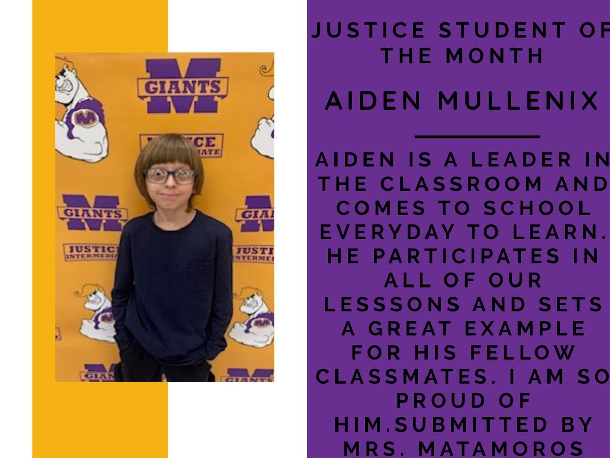 promo graphic - JIS student of the month Oct 2025 - Aiden Mullenix