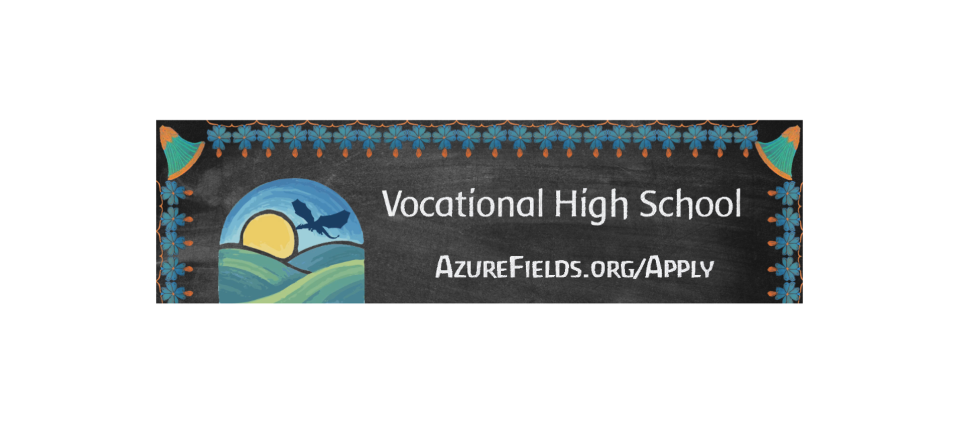 Vocational High School Azurefields.org/apply Logo with dragon
