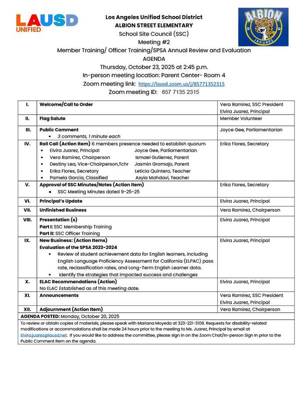 Meeting agenda english