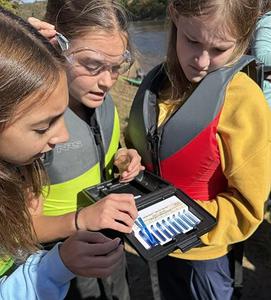 JRDS 7th graders testing water samples during a recent field trip