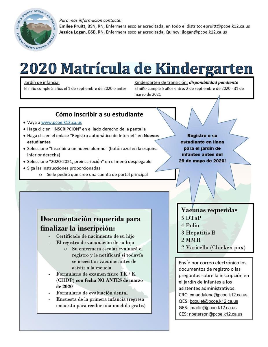 Kindergarten Enrollment - Spanish