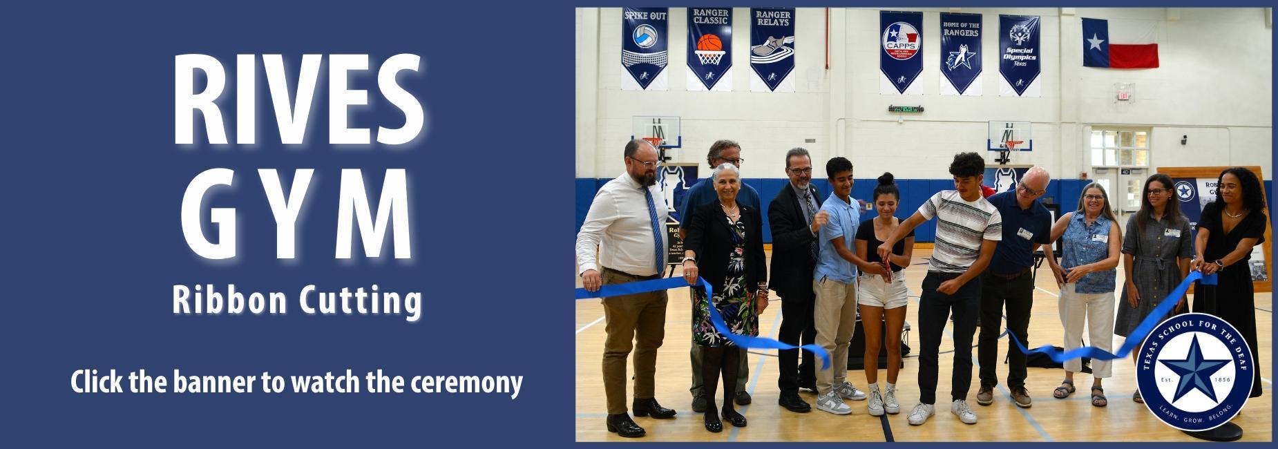 Rives Gym Ribbon Cutting at TSD. Click to watch the ceremony. Link: https://youtu.be/DB6DIiBwD3k