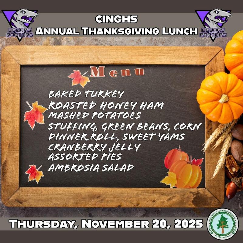 CINGHS Thanksgiving Feast Menu