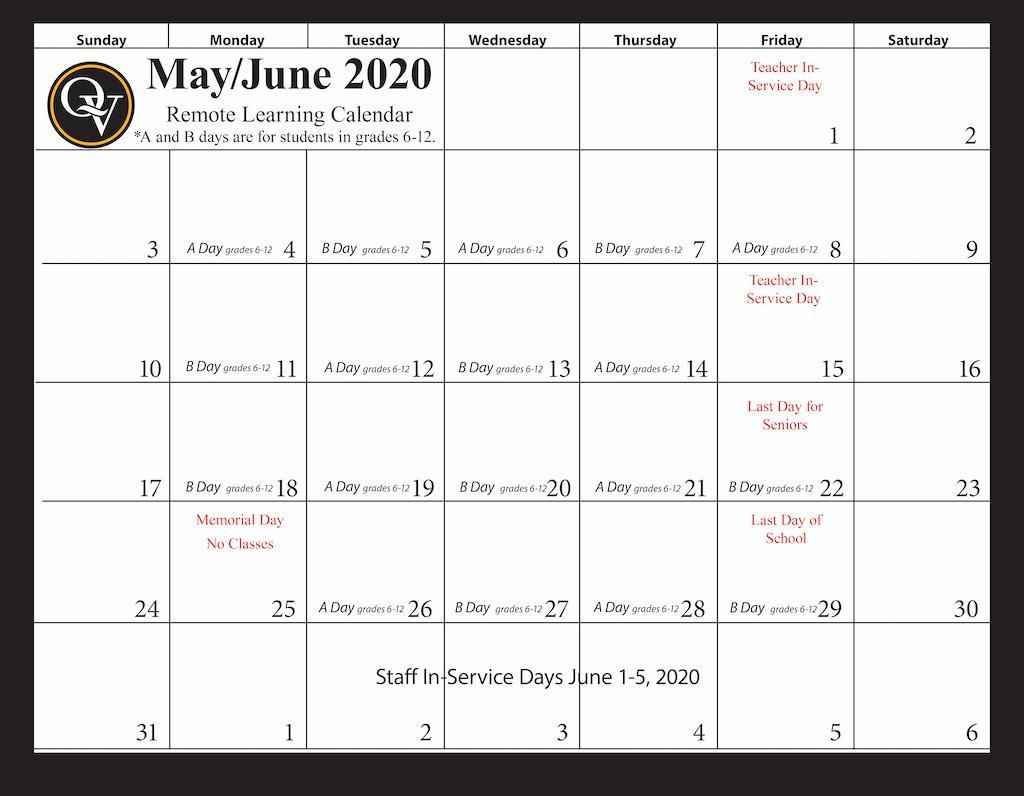 QV May/June Calendar Updates | Quaker Valley School District