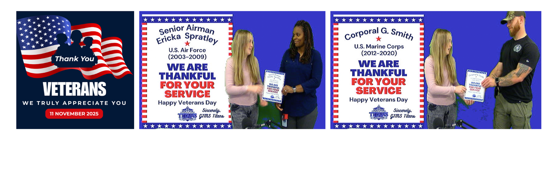 GTMS Media Arts class honors Titan veterans