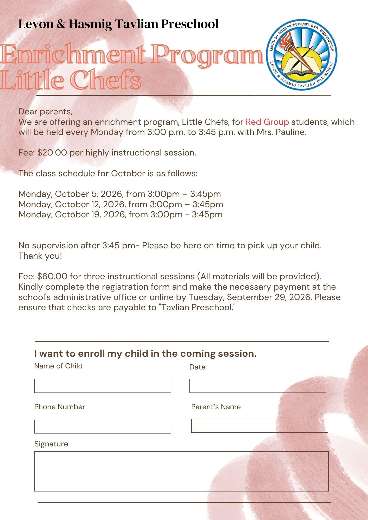 Enrichment Program Little Chefs - RED 