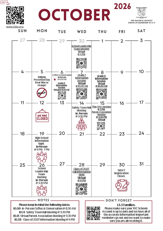 October English Calendar