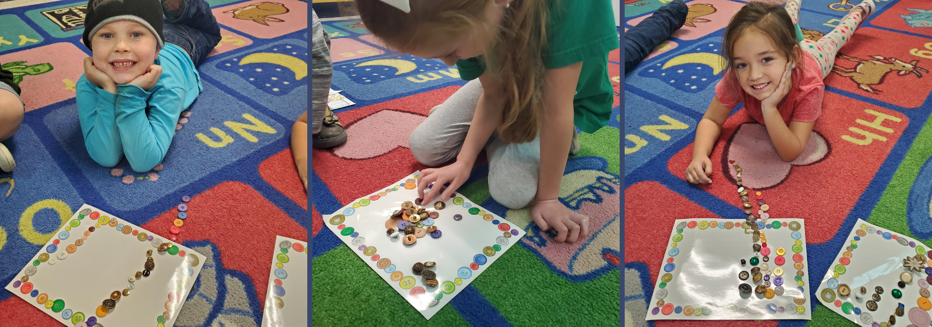 kiddos learning to count with buttons
