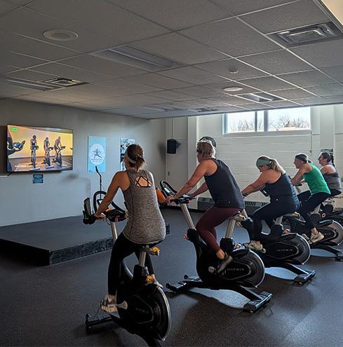 Virtual cycling class side view