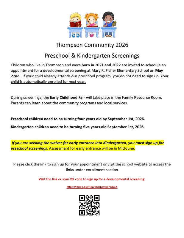 Preschool and Kindergarten Screenings