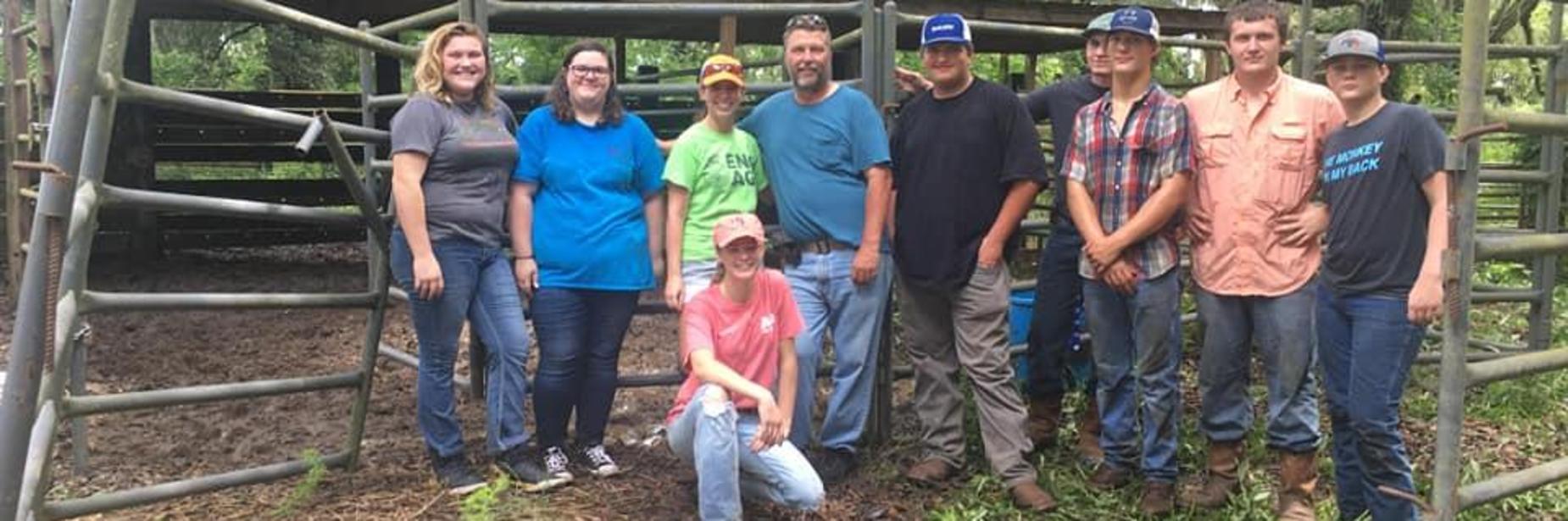 Ag students at the Ag lot