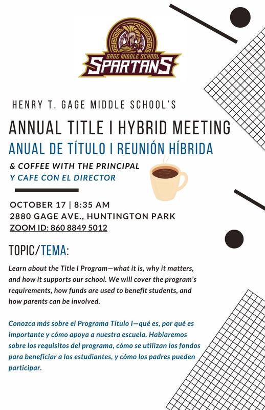 Annual Title I Meeting 10/17