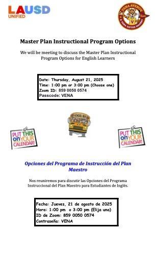 Flyer including information about the Master Plan Instructional Program Options