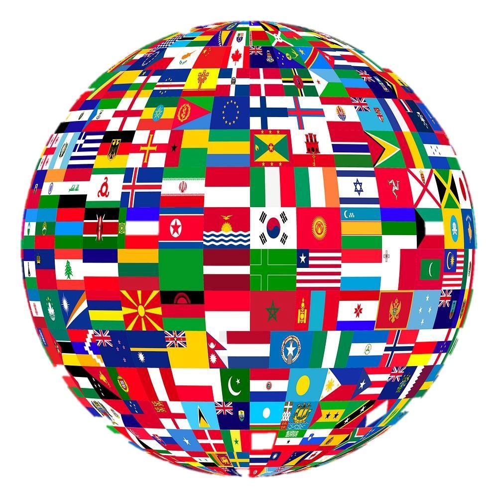 Globe with flags of the countries of the world