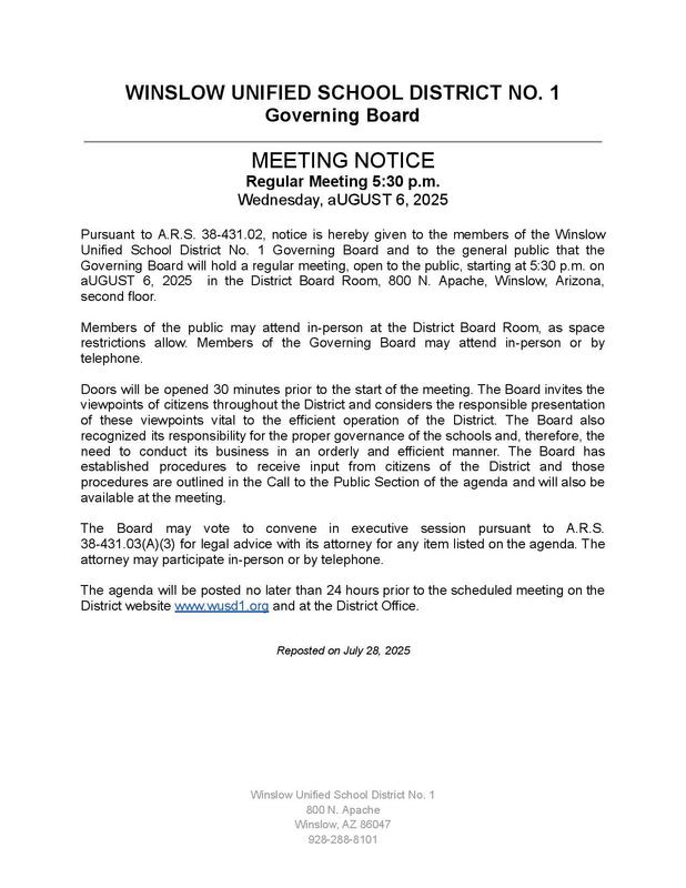 The next Governing Board meeting is August 6, 2025