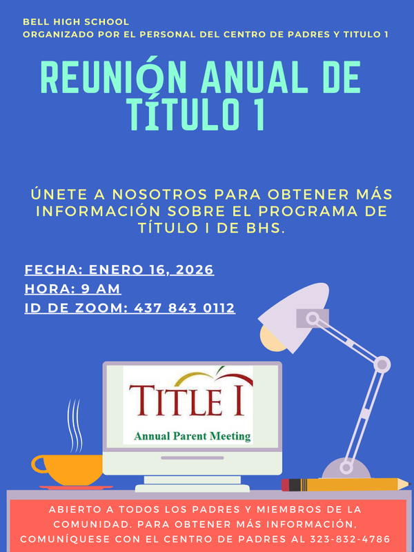 Reunión anual del Título I (1.16.2026 @ 9 am)