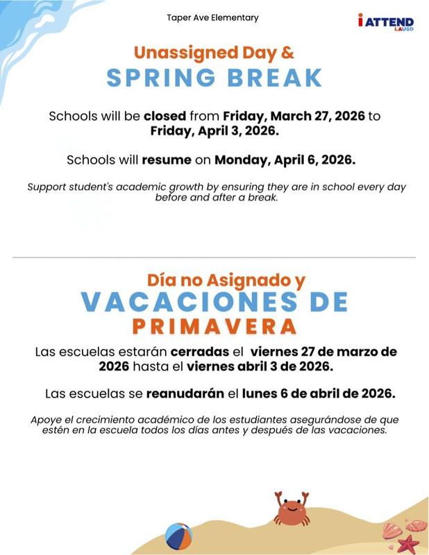Spring Break Announcement Flyer