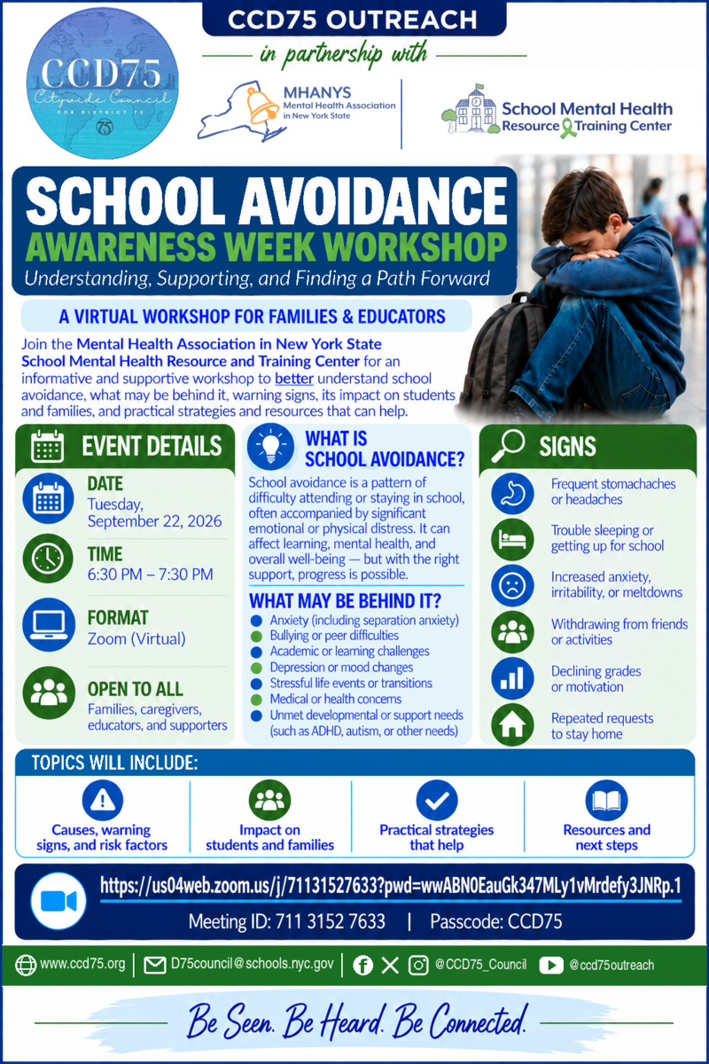 SCHOOL AVOIDANCE AWARENESS WEEK WORKSHOP Understanding, Supporting, and Finding a Path Forward